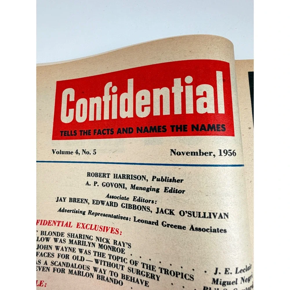 Vintage Confidential November 1956 Marilyn Monroe Dean Martin Hollywood Magazine